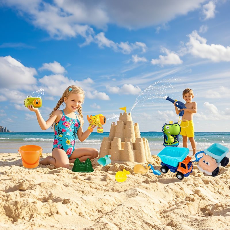 Ultimate Summer Beach Party Set – Bubble Blasters, Water Squirt Guns & Sand Castle Building Kit