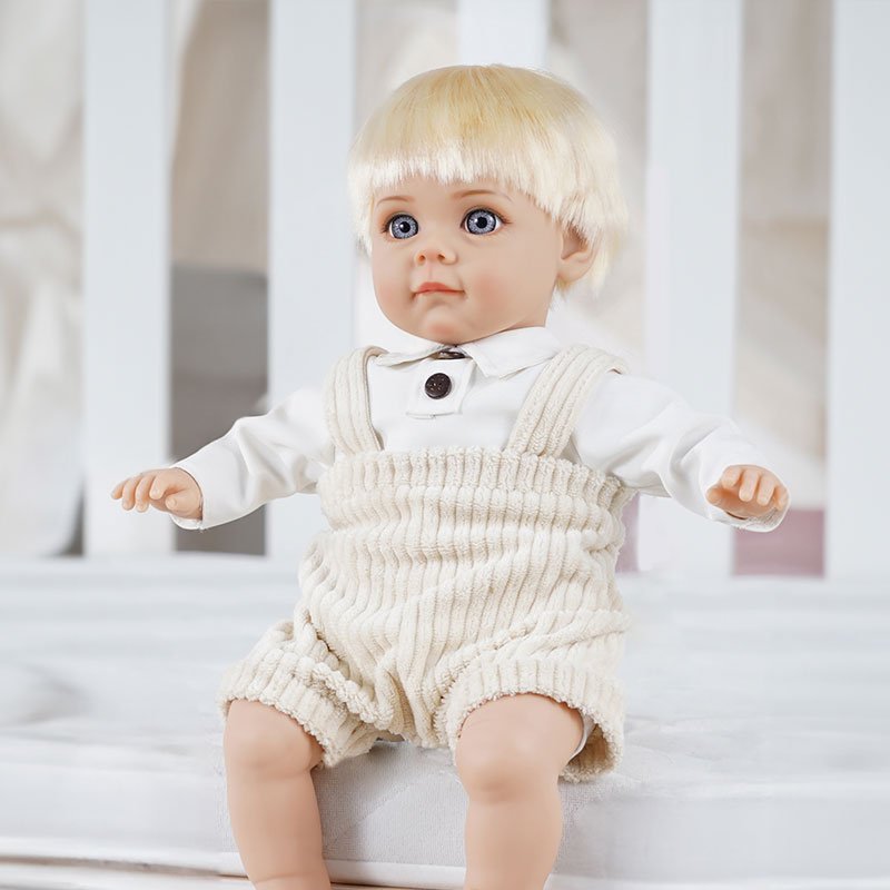 Lifelike Reborn Baby Doll – 18-Inch Realistic Toddler with Hand-Rooted Blonde Hair & Custom Knitted Outfit