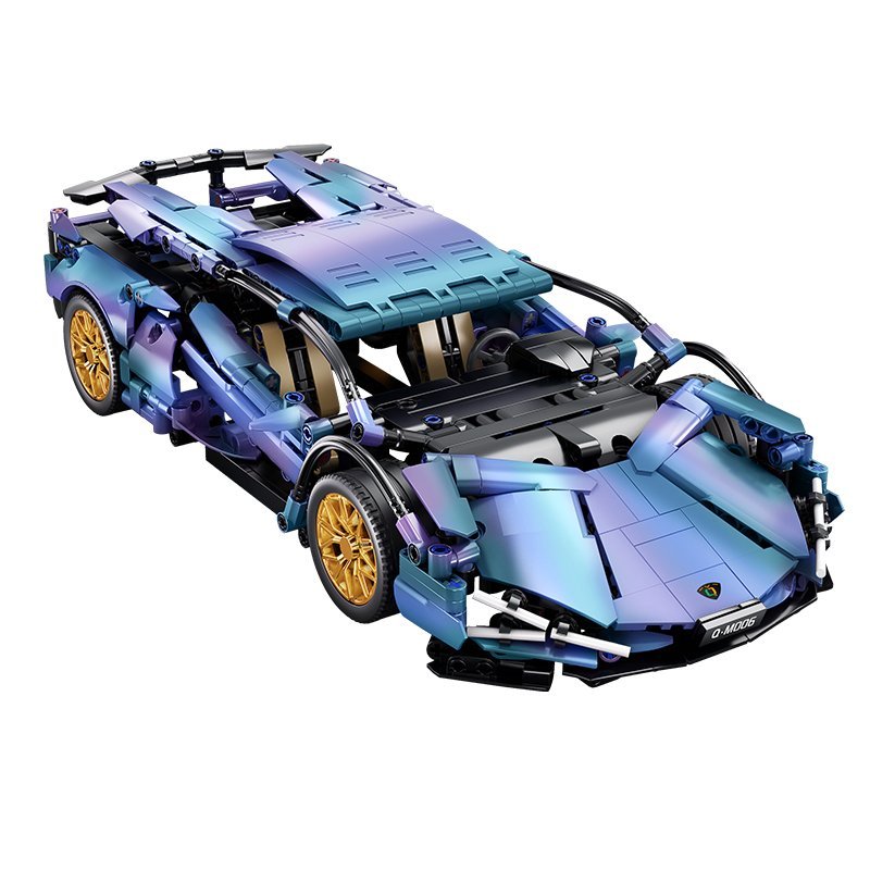 1:14 Gradient Purple Lamborghini Sports Car Building Blocks Kit