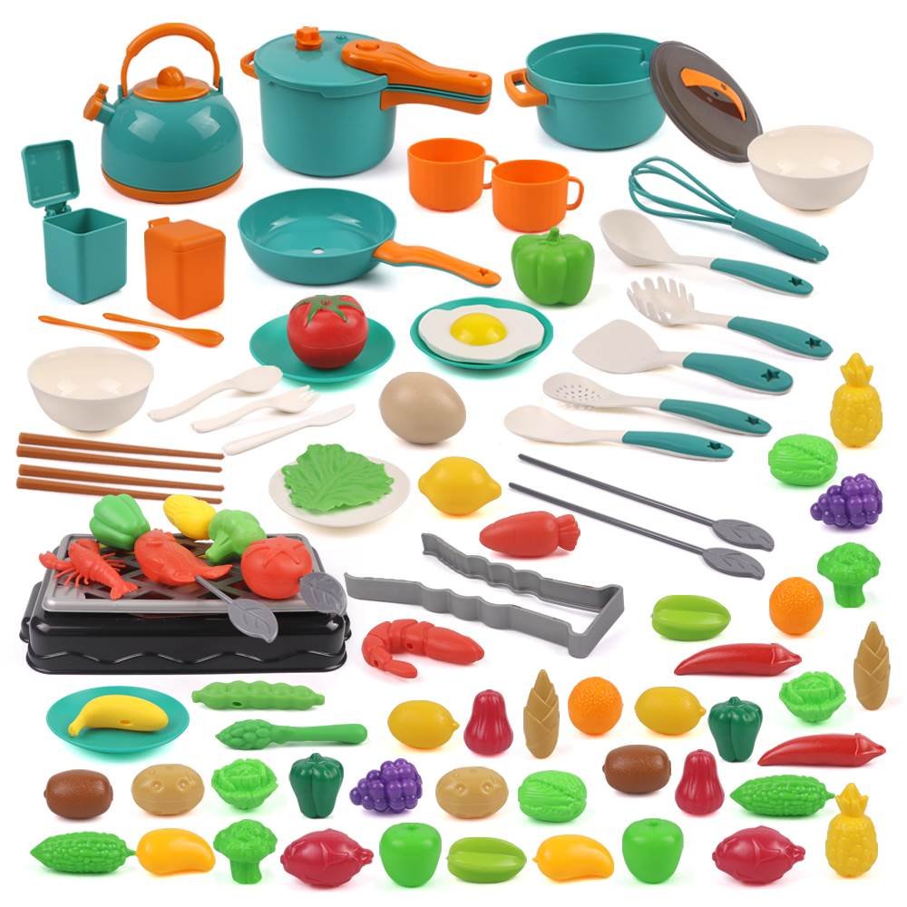 89Pcs Kids Kitchen Pretend Play Set - Mini Cooking Pot Pan Toy for Toddlers
