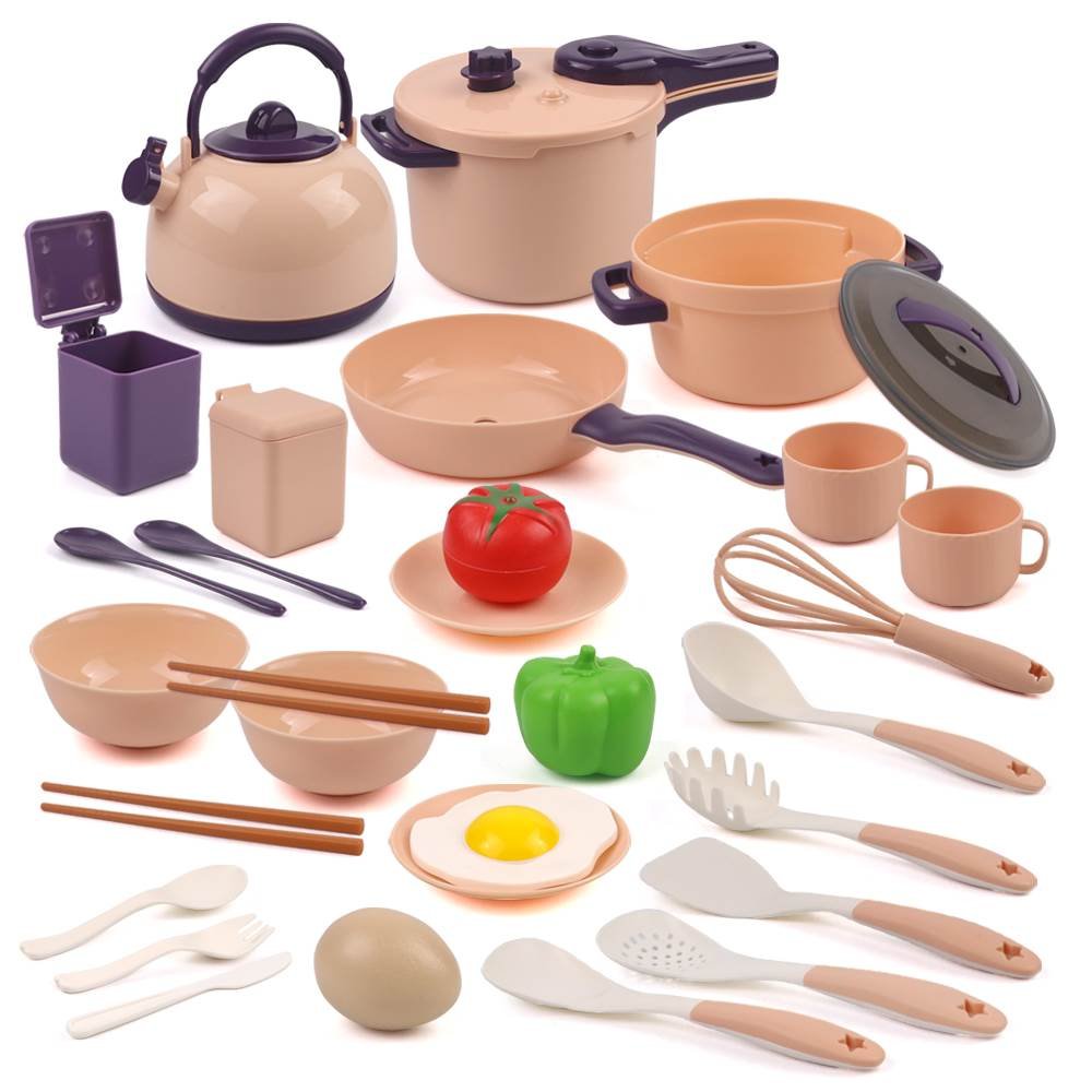30 Pieces Kids Kitchen Cooking Pretend Play Toy Set