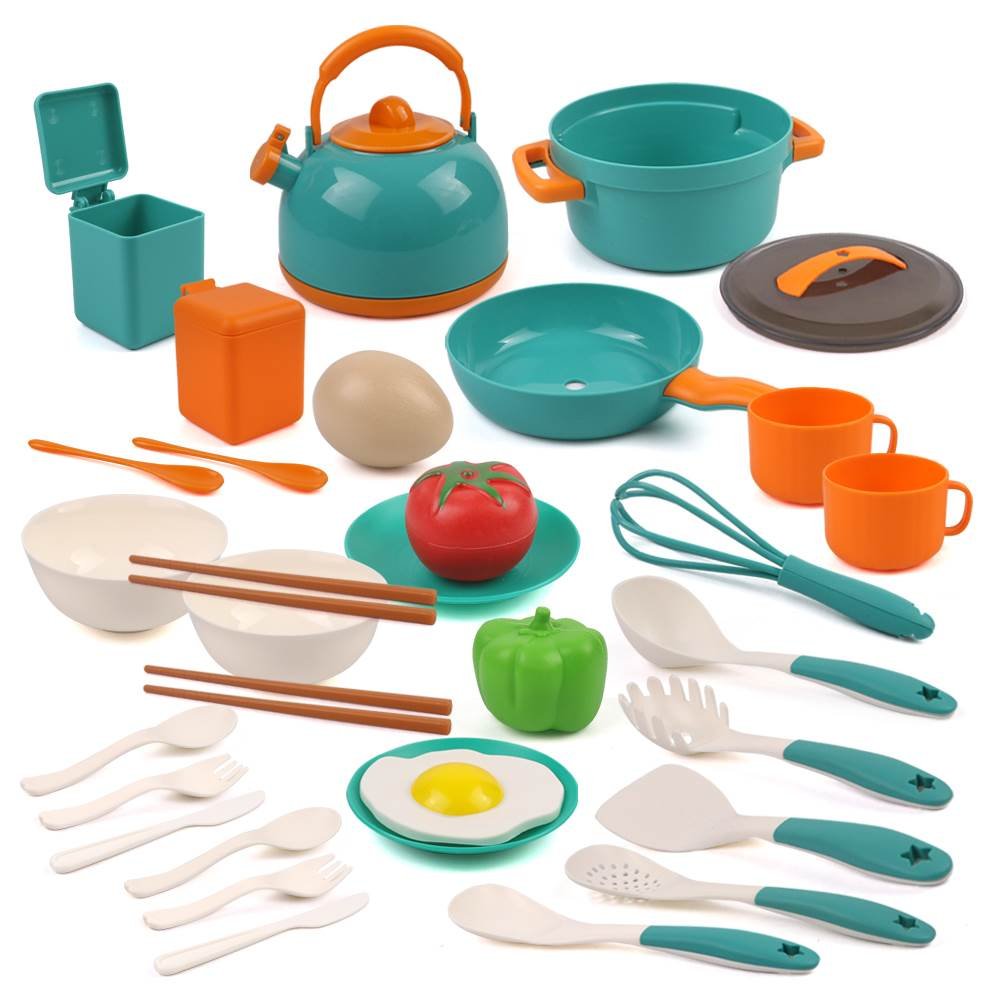 32 Pieces Kids Kitchen Cooking Pretend Play Toy Set