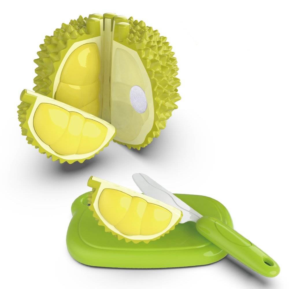 3Pcs Realistic Peelable Durian Play Food Cuttable & Tearable Durian Toy for Kids Kitchen Pretend Play