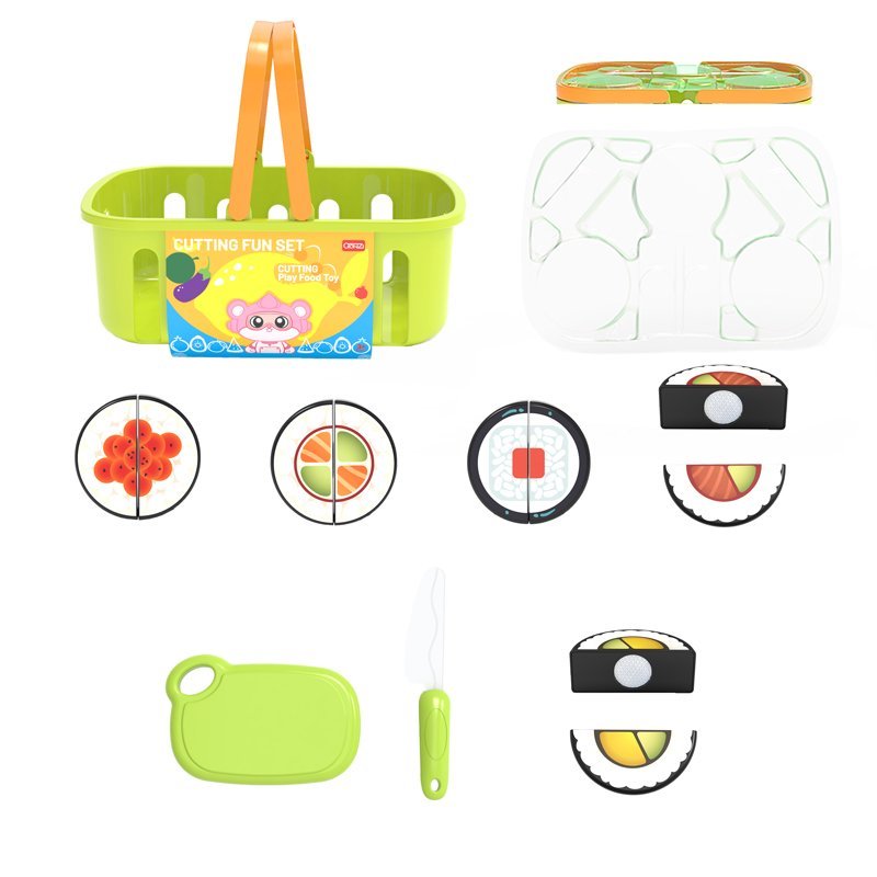 8Pcs Kids Cuttable Sushi Play Set Japanese Sushi Roll Toy with Storage Basket