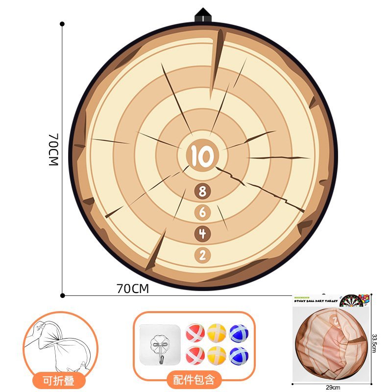 70CM Foldable Tree Stump Dart Board with 6 Balls & 1 Hook