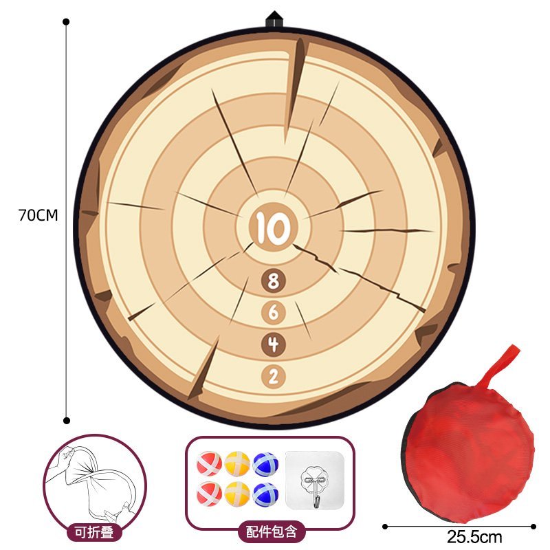 70cm Dart Board Portable Foldable Target Game Kit with 6 Balls and Hook