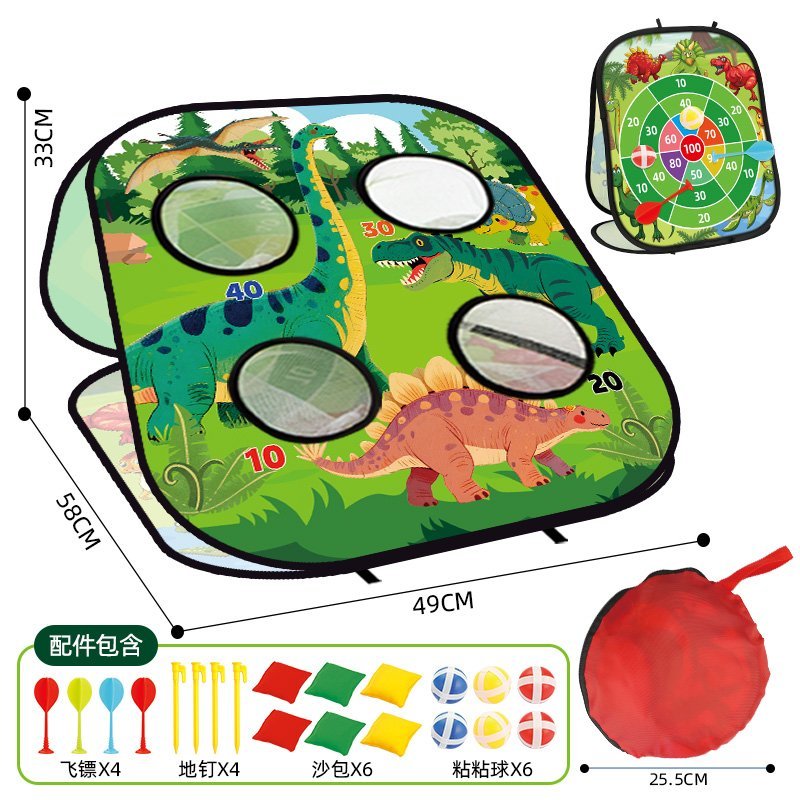 3-in-1 Foldable Dinosaur Dart & Basketball Target